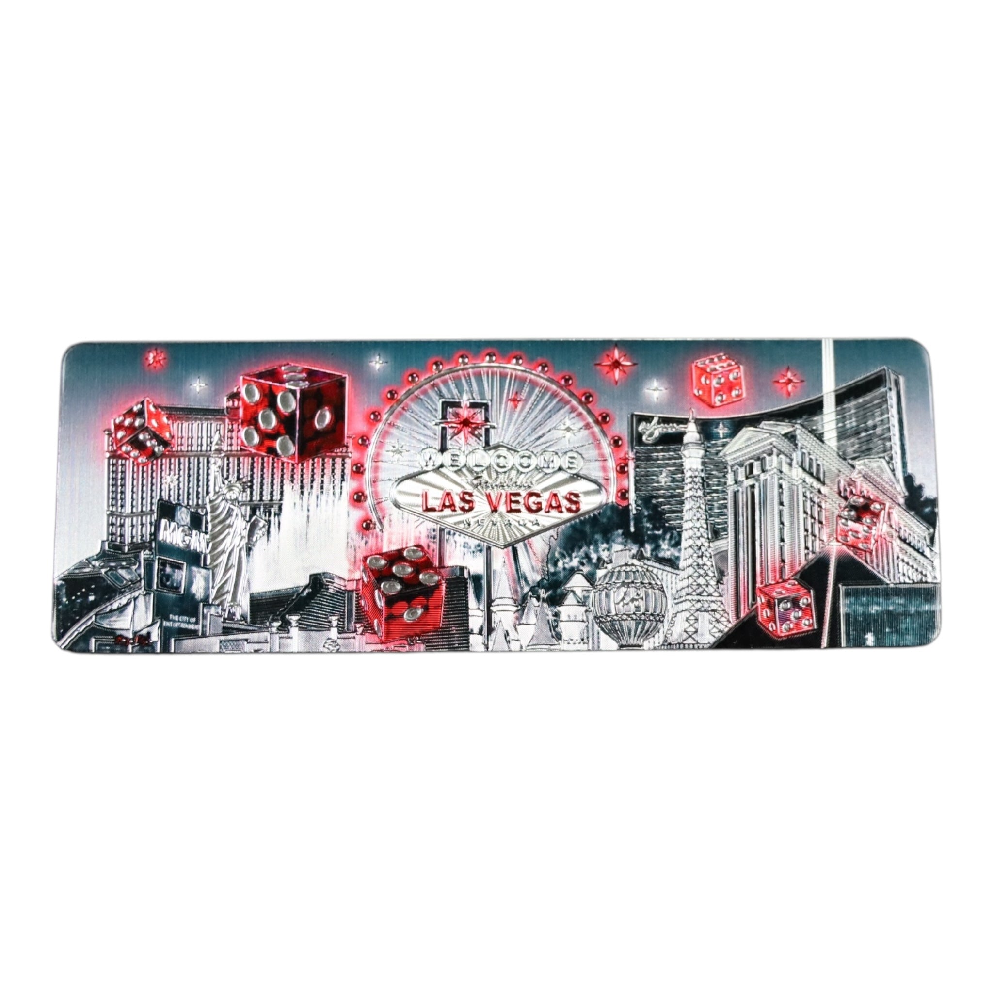 Las Vegas Black & White Red Dice Magnet – Stylish Casino Souvenir
