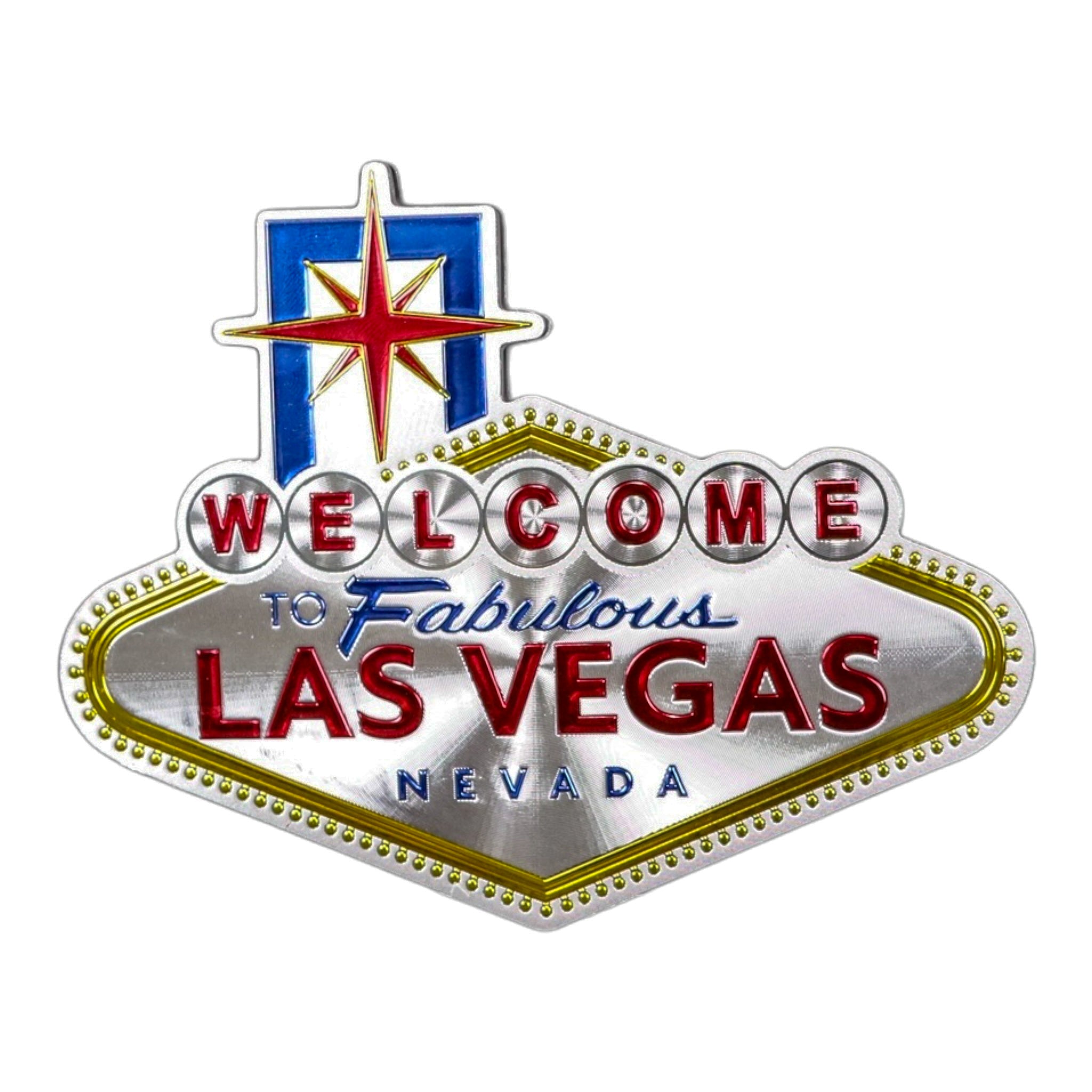 Las Vegas 2-Sided Laser Sign Magnet – Silver Edition Souvenir