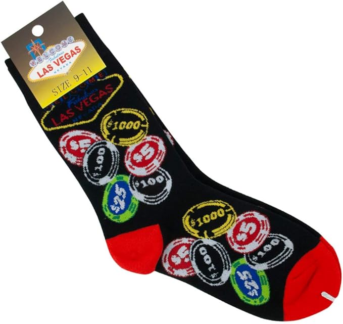 Las Vegas Cotton “Lucky” Socks – Casino-Themed Design (Size 9-11)