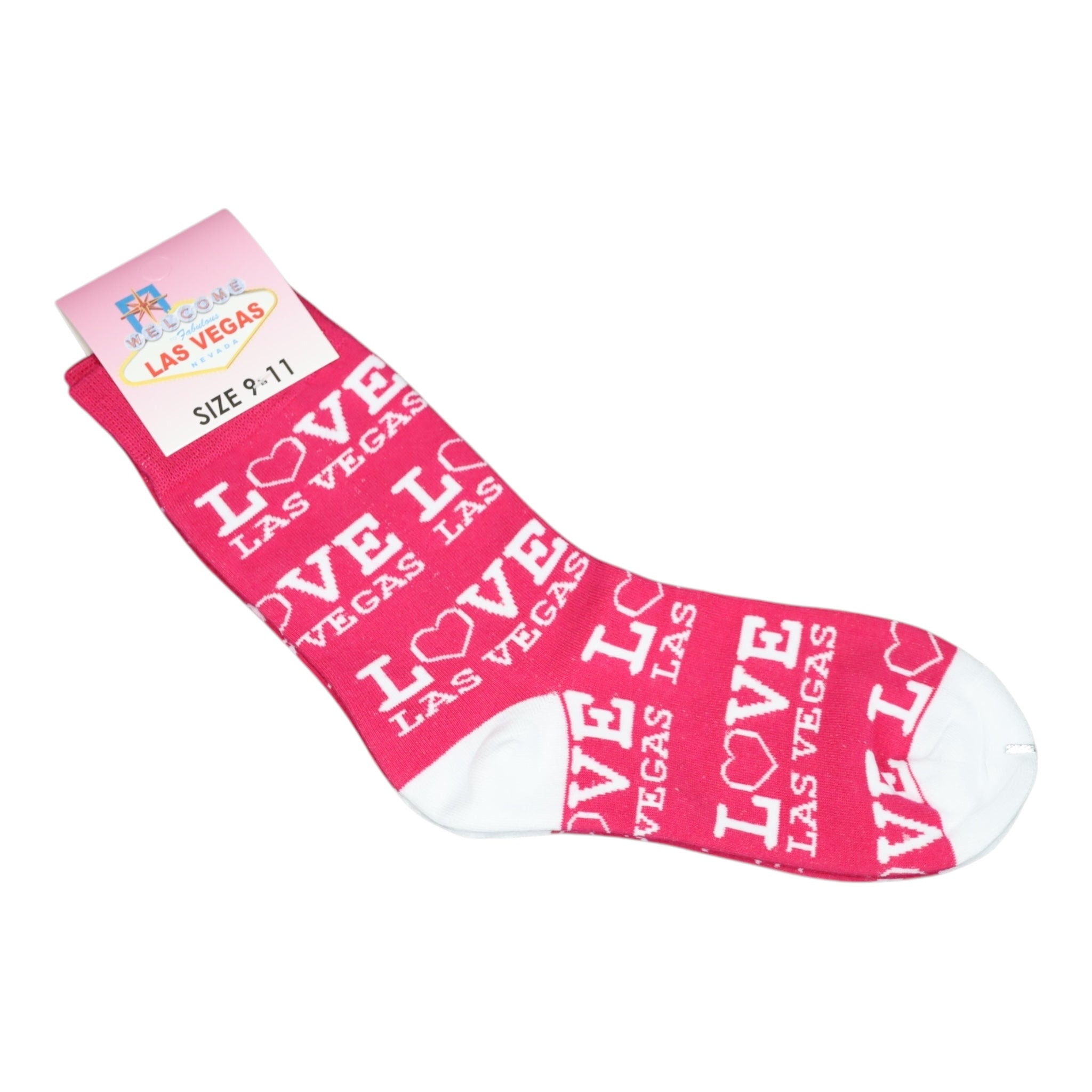 Las Vegas “Love LV” Cotton Socks – Pink & White Souvenir (Size 9-11)