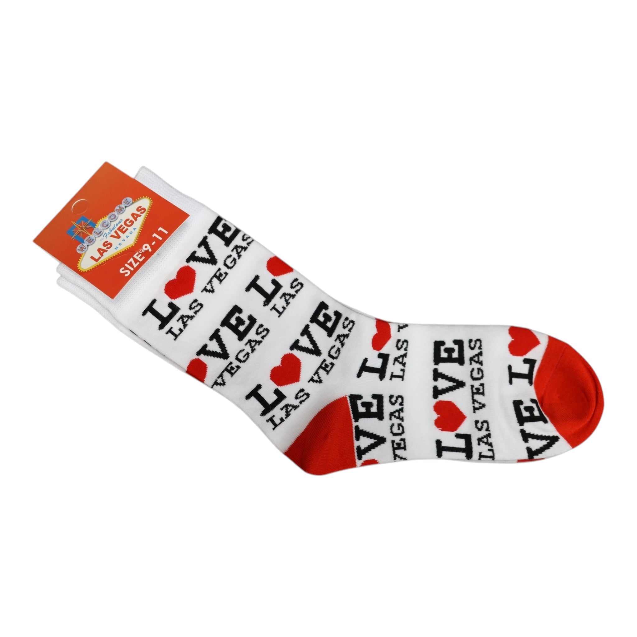 Las Vegas “Love LV” Cotton Socks – Red & White Souvenir Size 9 to 11