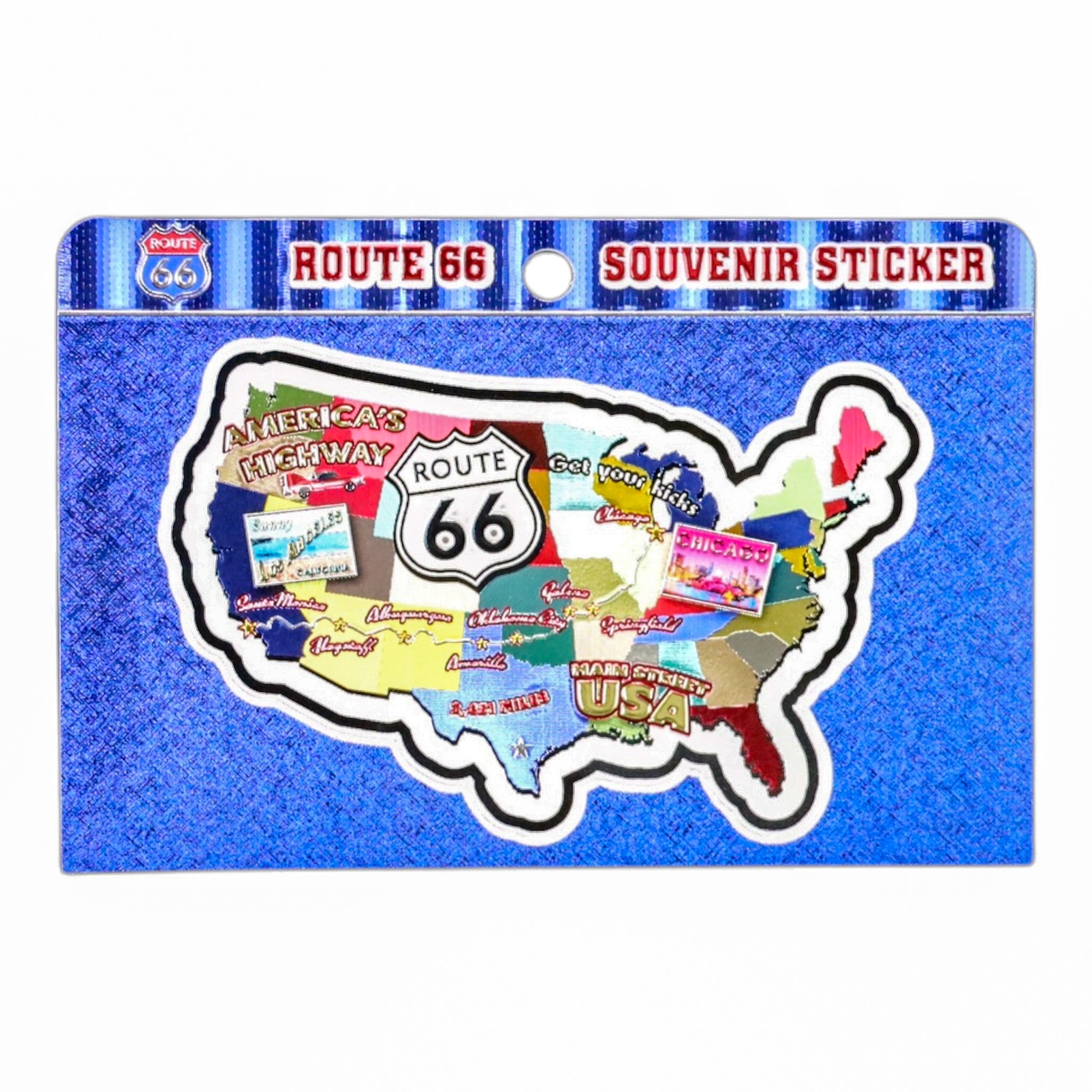 Route 66 USA Map Decal – Iconic Road Trip Souvenir Sticker