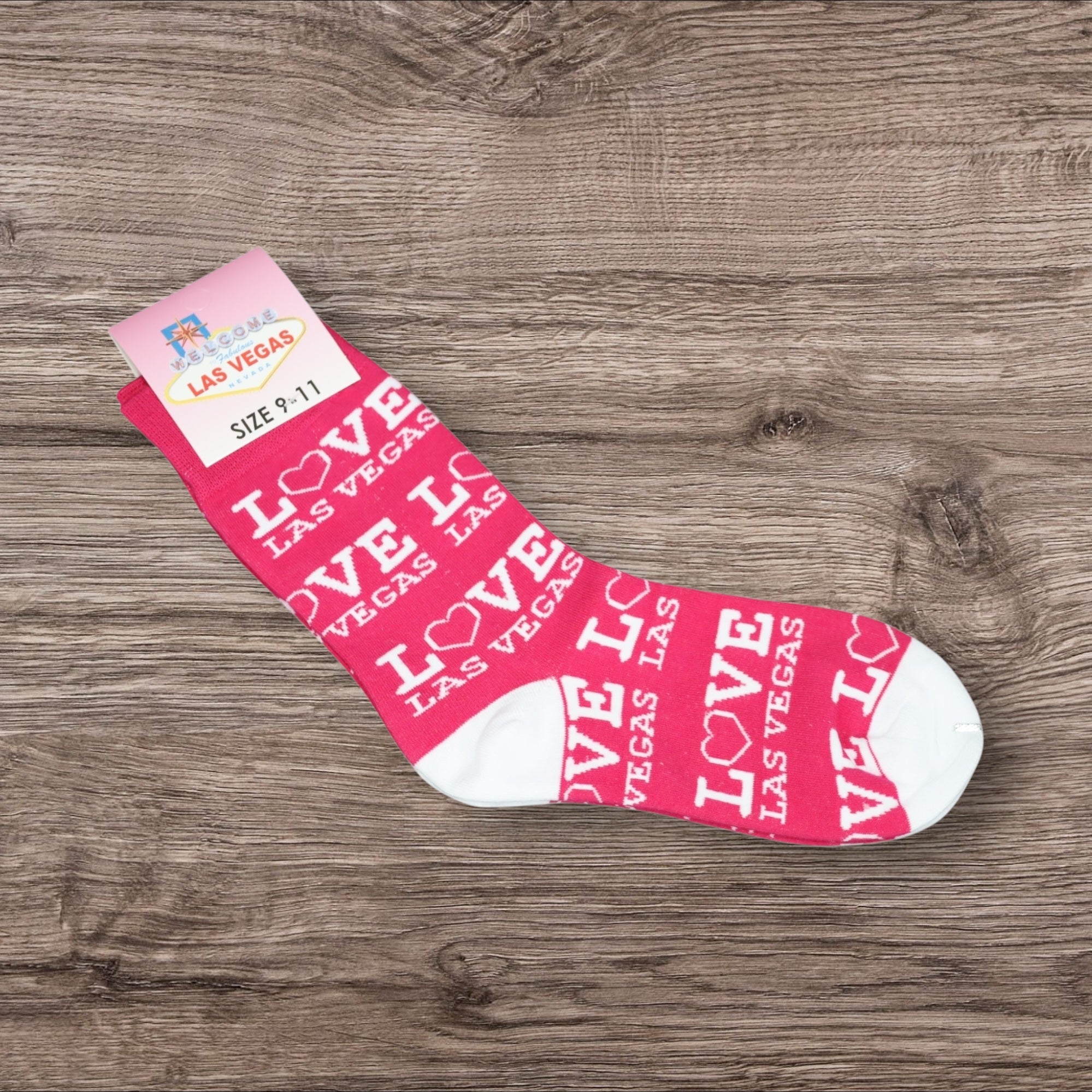 Las Vegas “Love LV” Cotton Socks – Pink & White Souvenir (Size 9-11)