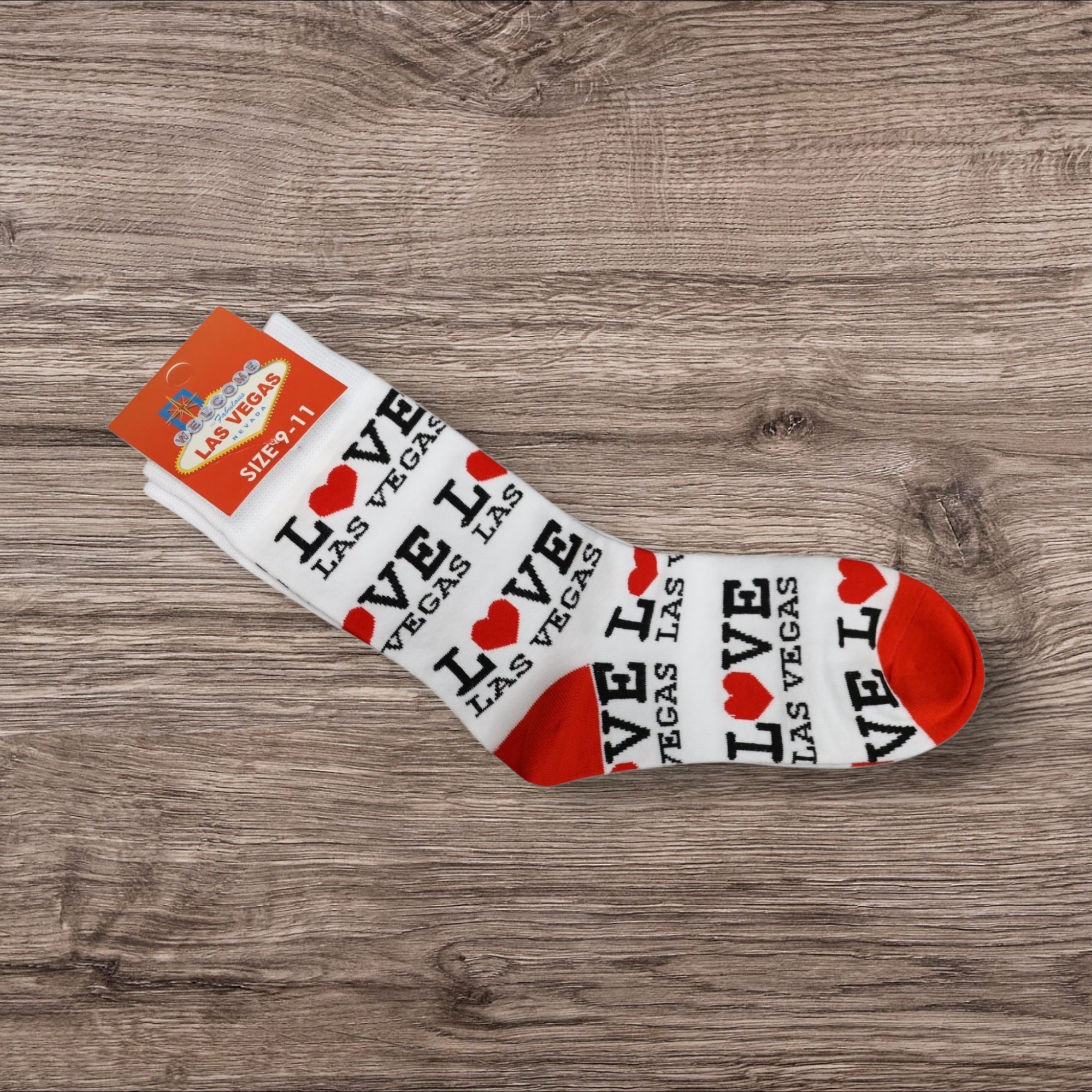Las Vegas “Love LV” Cotton Socks – Red & White Souvenir Size 9 to 11