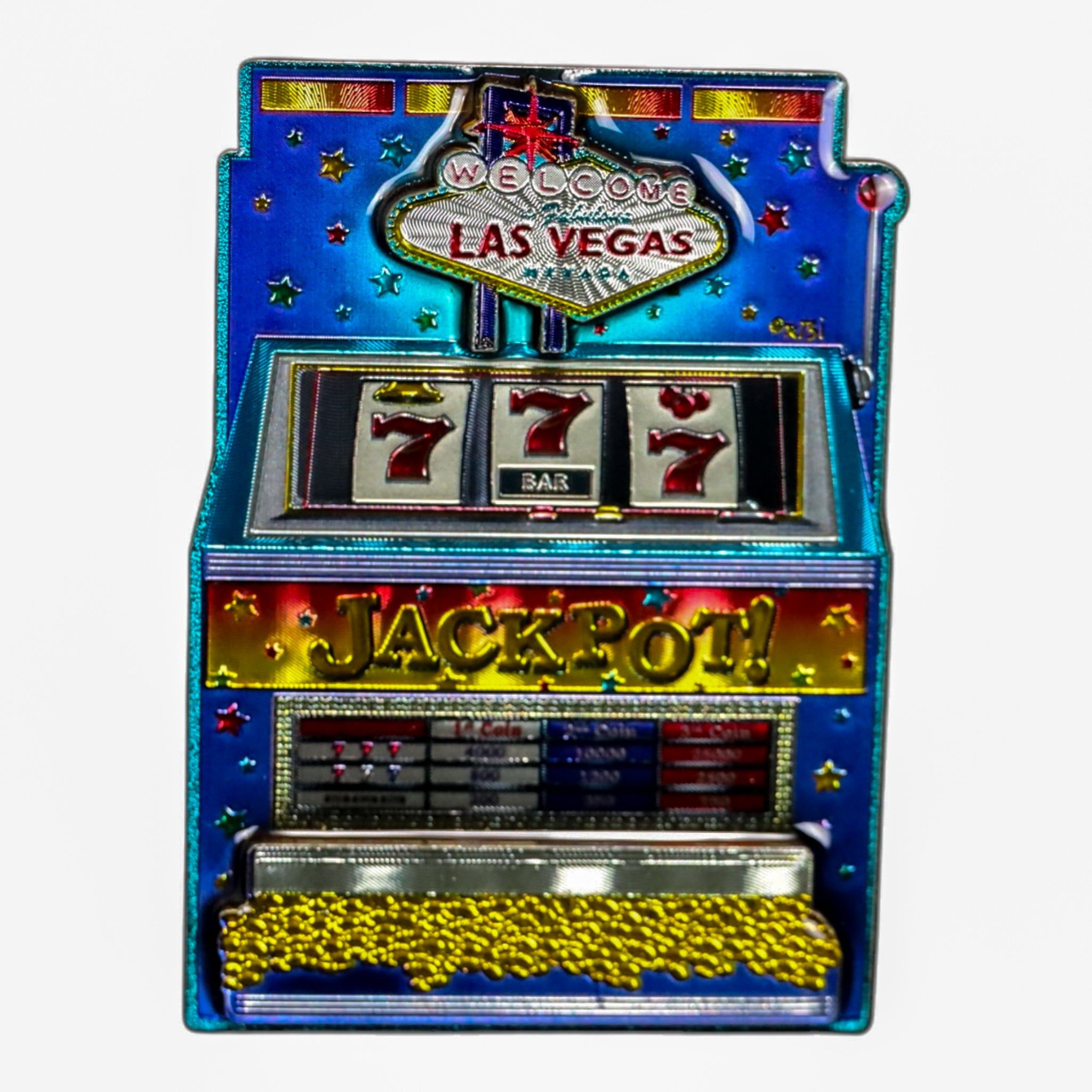 Las Vegas 2D Blue Slot Machine Magnet – Jackpot Souvenir