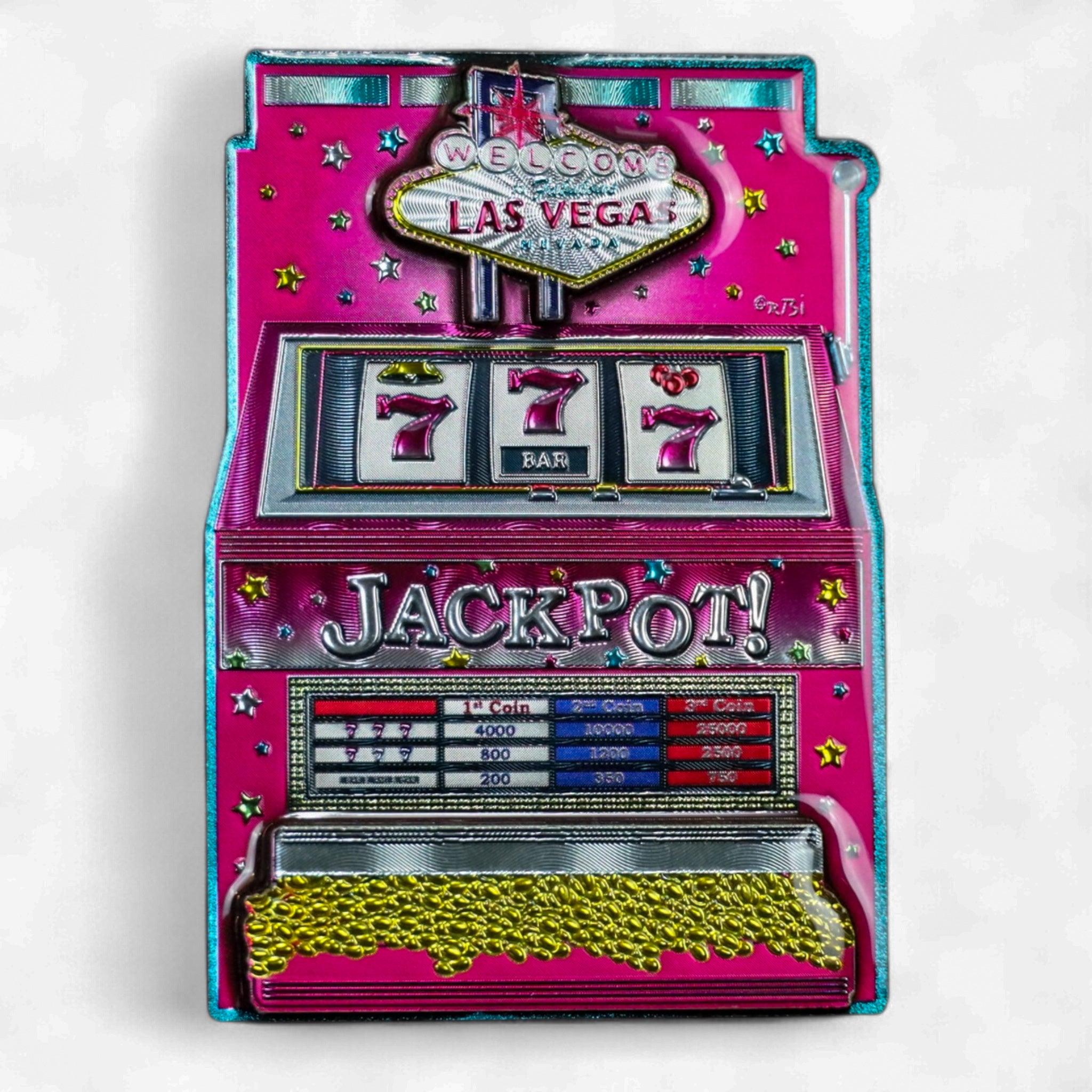 Las Vegas 2D Pink Slot Machine Magnet – Jackpot Souvenir